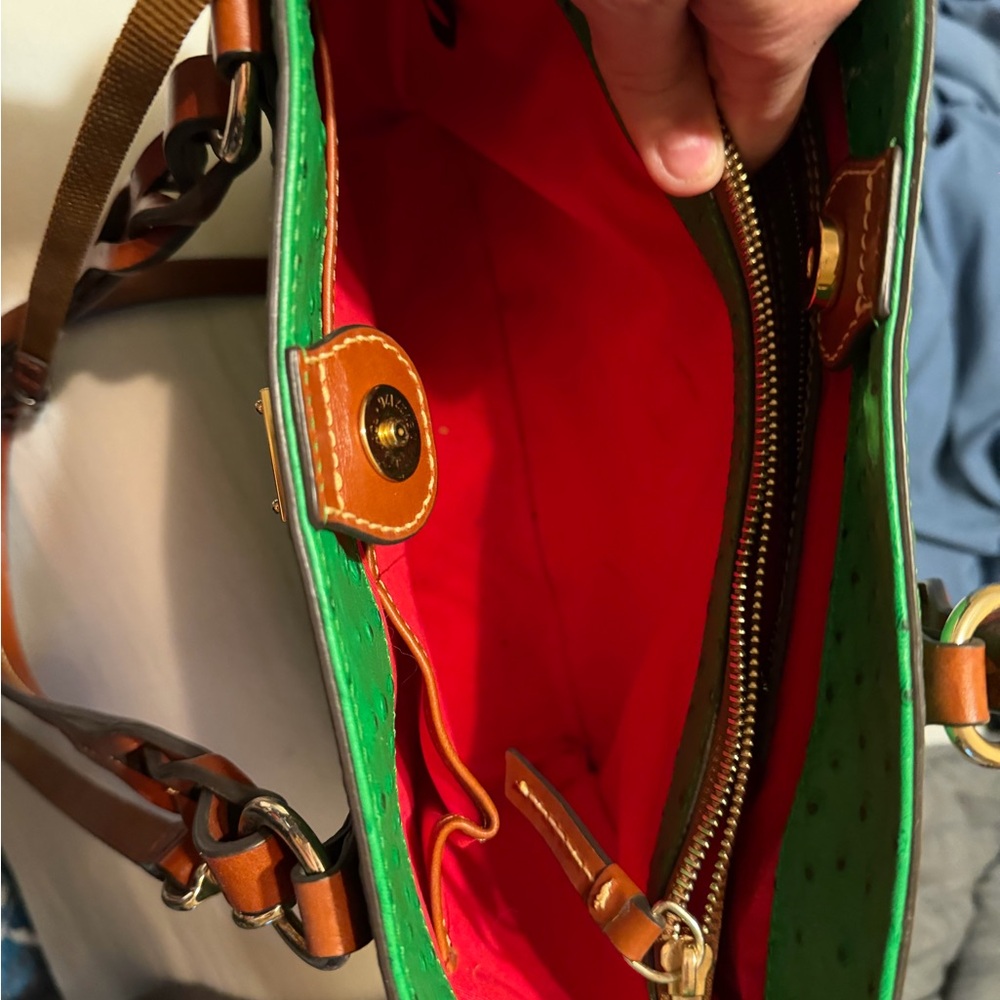 Dooney & Bourke Vibrant Green Ostrich-Embossed Tote - Picture 4 of 5